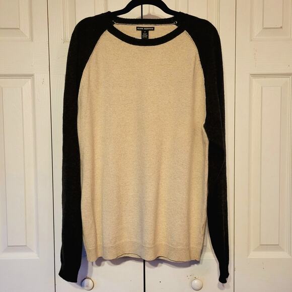 Club Monaco, L | Cashmere Cotton Blend Grey And Cream Color Block Sweater - Picture 2 of 7